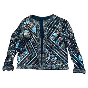 16.) Gold, Silver, & Bronze Beaded Party Jacket Medium